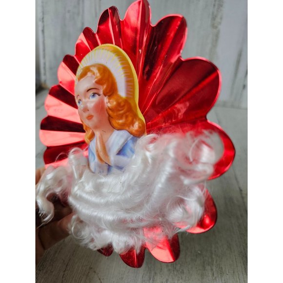 Vintage aluminum angel cherub red tree topper metal mini blow mold Xmas tree - Picture 5 of 11